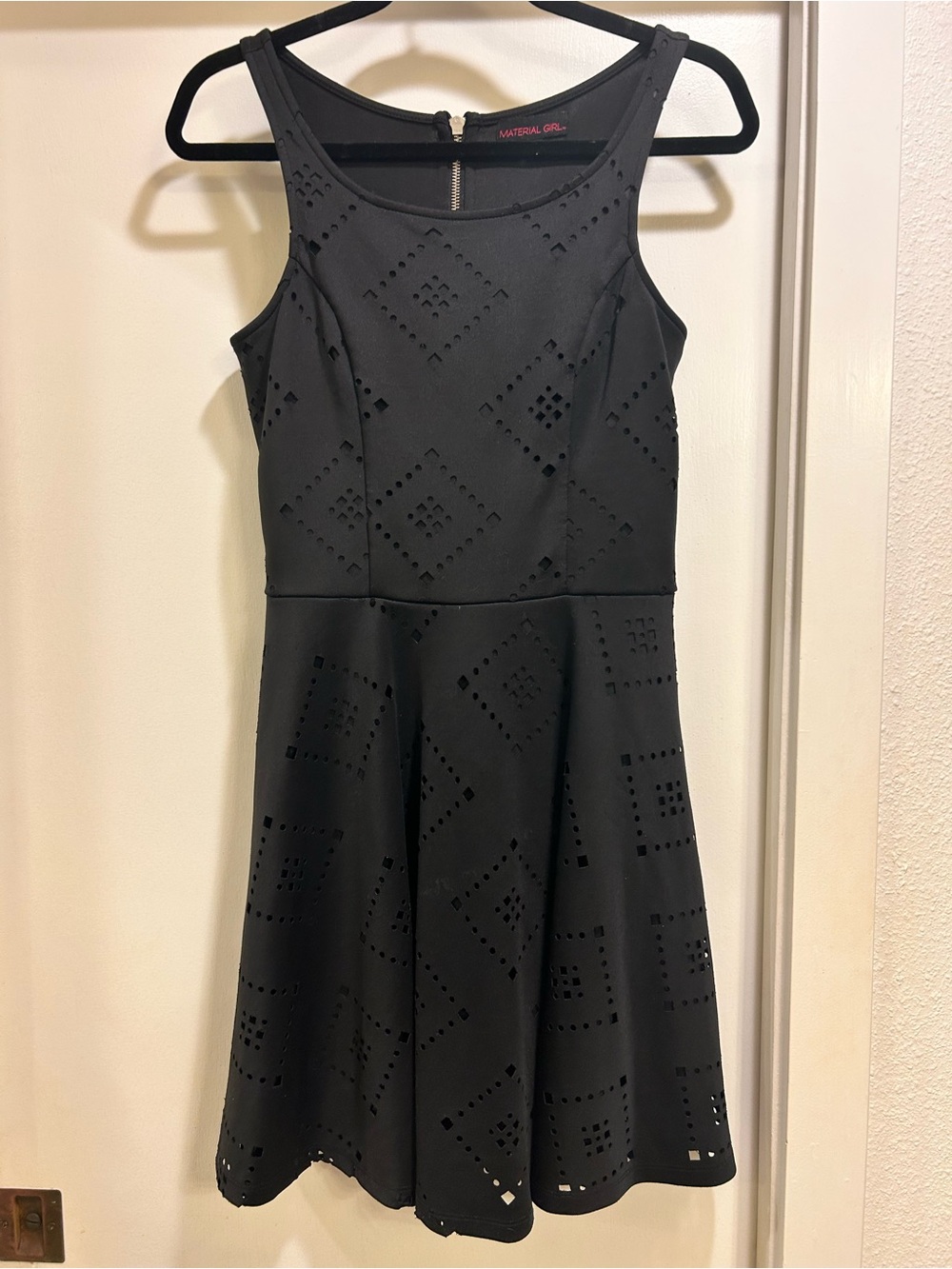 Material Girl Black Laser-Cut Fit & Flare Mini Dress